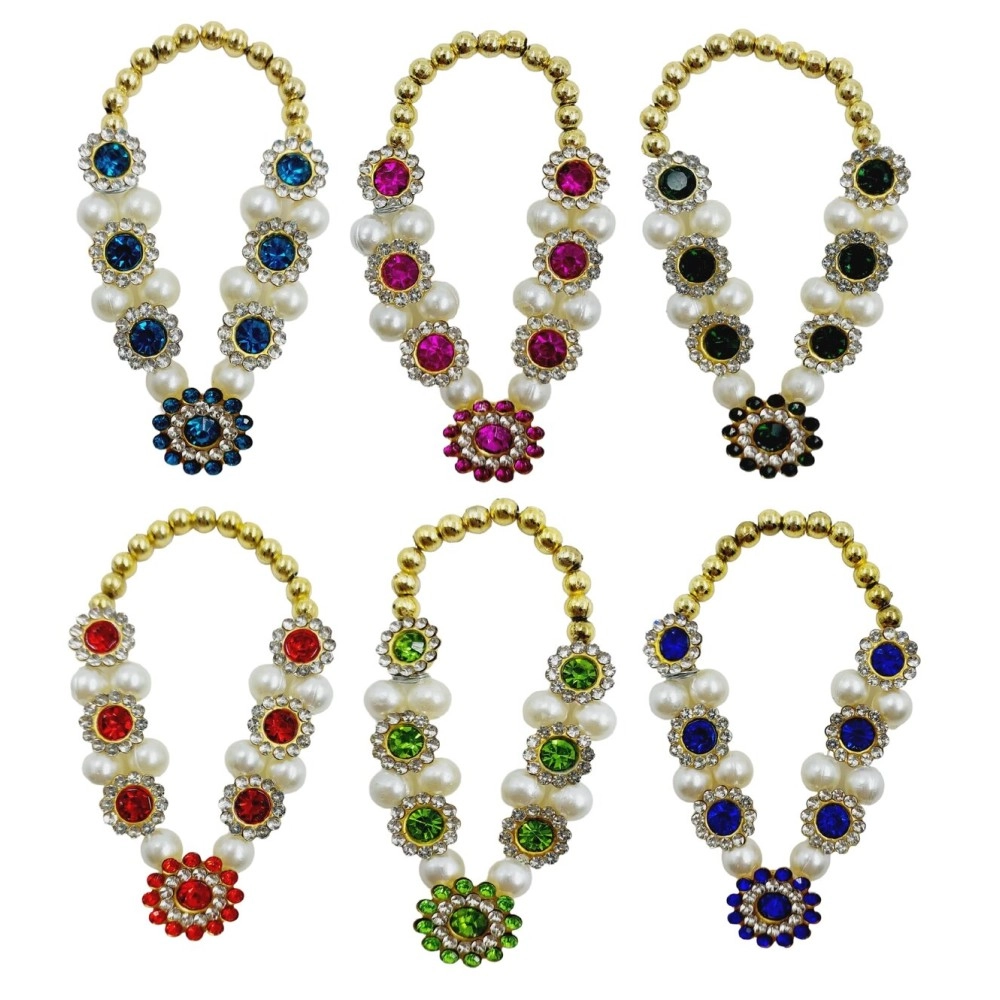 ARTISKRITI Small Multi Jarkan Mala for God Idol Murti Garland Haar, Statue, Figurines, 7 cm (Multi Jarkan)