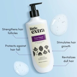 Little Extra Coco Onion Natural Shampoo for Hair Fall Control & Growth, No Parabens, SLS, Silicone & Sulfate Free, 100% Vegan with Coconut Milk, Onion Oil for Women & Men, 300 ml