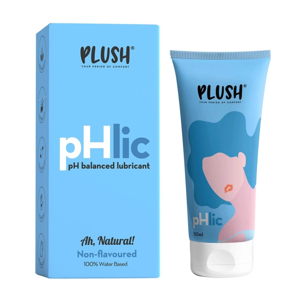 Plush pHlic Aloe Infused Personal Lubricant For Men & Women- Unflavoured, 50ml | Skin Friendly pH Balanced Lube Helps Prevents Dryness | Easy To Wash Off & Convenient For Use
