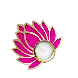 ProKart Premium Pink Lotus Wooden Chudi Diya Rangoli with Moti Beads Centre Diya | Decoration for Diwali, Dashera, Rangoli, Pooja, Decorations, Festival, Wedding Decorations (Pink, Pack of 6)