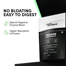 Man Matters VEGAIN Plant Protein Powder for Men | 100% Vegetarian | Made with Pea, Brown Rice, Moong Bean and Whole Algae | Gluten Free, Dairy Free & Soy Free | 500 grams