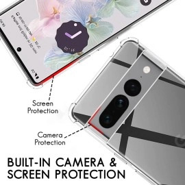 TheGiftKart Shockproof Clear Back Cover Case for Google Pixel 7 | 360 Degree Protection | Hard Transparent Back Cover Case for Google Pixel 7 (PC & TPU, Transparent Bumper)
