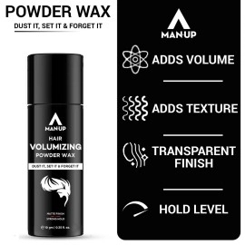 Man-Up Hair Volumizing Powder Wax For Men | Strong Hold With Matte Finish Hair Styling | All Natural Hair Styling Powder | For All Hair types - 10gm