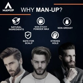 Man-Up Hair Volumizing Powder Wax For Men | Strong Hold With Matte Finish Hair Styling | All Natural Hair Styling Powder | For All Hair types - 10gm