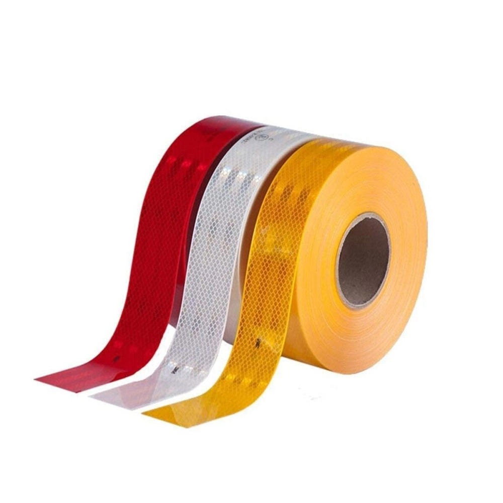 ETSHandPro Radium Reflective Warning Tape Waterproof For Multipurpose Uses Sticker High Intensity Conspicuity Red, Yellow & White 2 METER X 2 INCH WIDTH (Pack of 1 of 3 color\'s)
