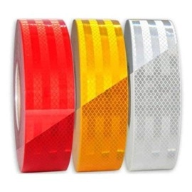 ETSHandPro Radium Reflective Warning Tape Waterproof For Multipurpose Uses Sticker High Intensity Conspicuity Red, Yellow & White 2 METER X 2 INCH WIDTH (Pack of 1 of 3 color\'s)