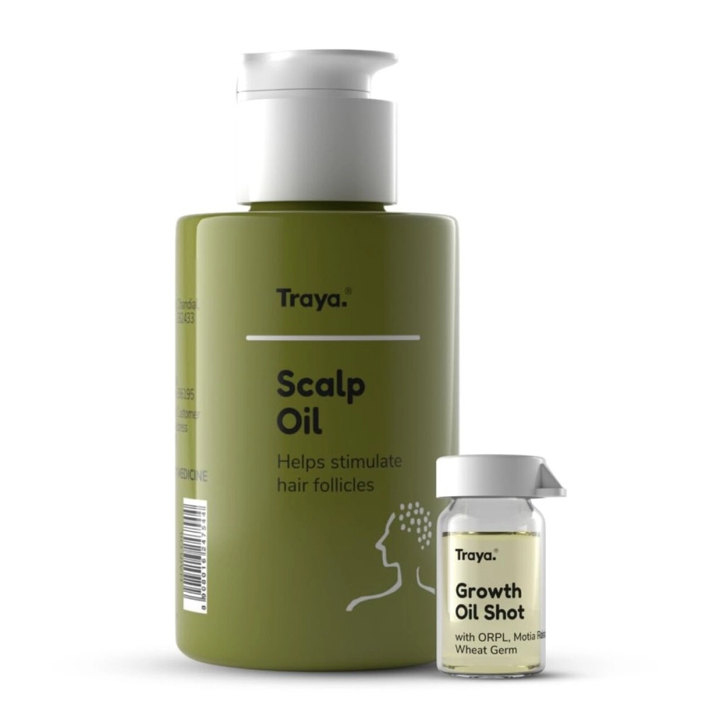 Traya Scalp Oil With Booster Oil Shots For Hair Growth, Contains Coconut Oil, Bhringraj Oil For Hair, Orpl, Wheat Germ Oil, Camphor Oil And Ylang Ylang Essential Oil (87Ml)