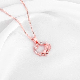 GIVA 925 Silver Rose Gold Drop Wreath Pendant With Link Chain Gifts for Girlfriend, Gifts for Women and Girls With Certificate of Authenticity and 925 Stamp ROSEGOLD One Size