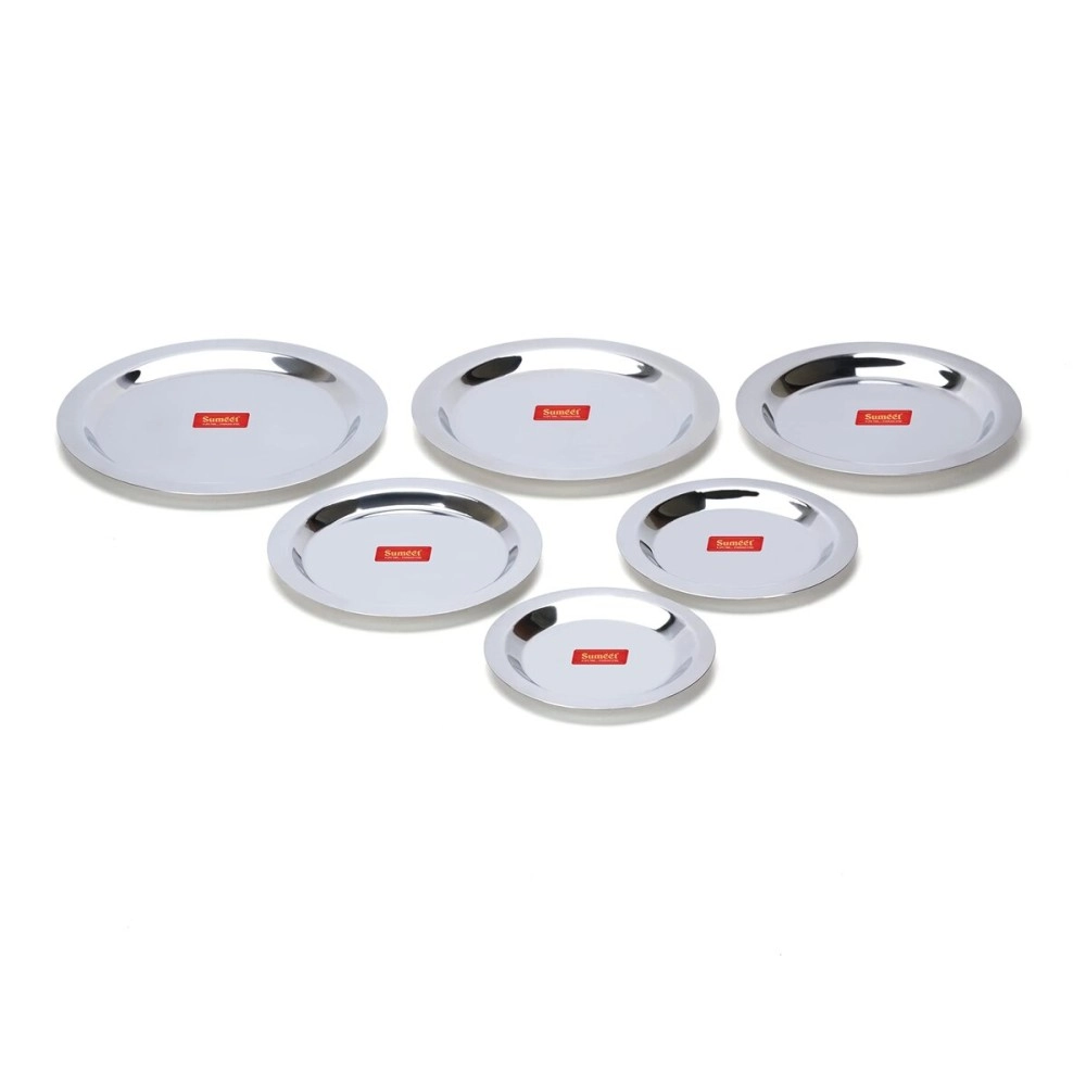 Sumeet Stainless Steel Heavy Gauge Ciba/Lids/Tope/Cheeba Cover Set of 6 Pcs (12.3cm, 13.8cm, 15.5cm, 16.7cm, 18.5cm, 20cm), Silver