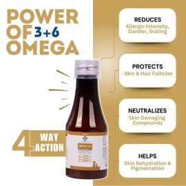 PET360 Omega 3+6 Concentrated Salmon Fish Oil for Dogs & Cats with Vitamins & Minerals - 100 ml | Shinier Coat, Itch & Allergy Control | Improves Skin & Hair Health | Nutritional Supplement for Pets