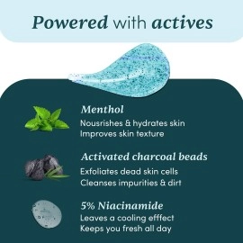 Man Matters 3 in 1 Action Charcoal & Menthol Body Wash | With Menthol, 5% Niacinamide & Activated Charcoal Beads | For Instant Cooling, Odor Protection & Improves Skin texture | 250ml