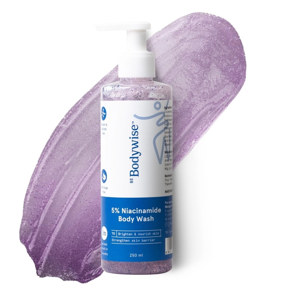 Be Bodywise 5% Niacinamide Body Wash | Prevents Body ACNE I Fights Hyperpigmentation, Deep Cleanses & Hydrates skin | Glowing & Hydrated Skin | Aloe vera, Vitamin B3 & E | All Skin Types | 250 ml
