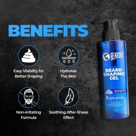 Beardo Beard Shaping Gel, 200ml | 3riple Action Transparent Shaving Gel for Men | Shaving gel with Anti-Redness, Calming, Intense Cooling | Suitable for Sensitive Skin