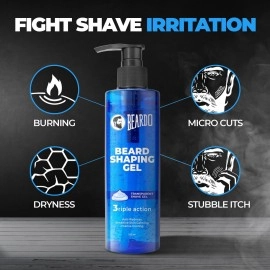 Beardo Beard Shaping Gel, 200ml | 3riple Action Transparent Shaving Gel for Men | Shaving gel with Anti-Redness, Calming, Intense Cooling | Suitable for Sensitive Skin