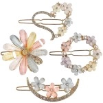ANNA CREATIONS 4 Pcs Latest Korean Fashion Style Flower Lock Pin Hair Clip Hair Pin Hair Accessories for Women & Girls