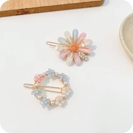 ANNA CREATIONS 4 Pcs Latest Korean Fashion Style Flower Lock Pin Hair Clip Hair Pin Hair Accessories for Women & Girls