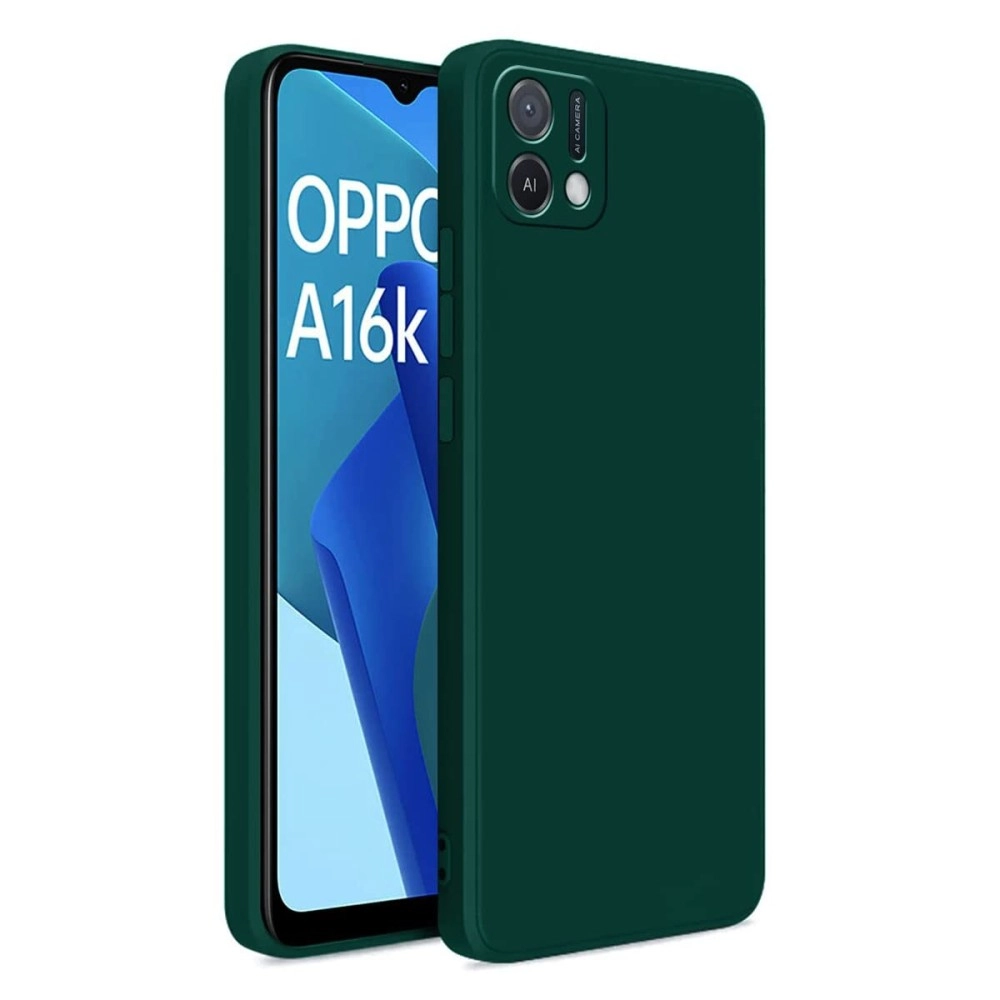 LIRAMARK Silicone Soft Back Cover Case for Oppo A16K | A16e (Silicone Green)