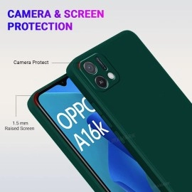 LIRAMARK Silicone Soft Back Cover Case for Oppo A16K | A16e (Silicone Green)
