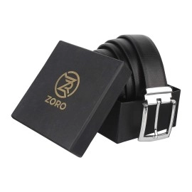 ZORO Men\'s Vegan Leather Reversible Black and Brown Belt | Rotating Buckle | RSCR-01C | Size - 50