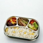 Happy Hues Stainless Steel Divided Meal Plate Tray-3 Compartments Dinner Dish For Baby (Meal Plate 4 com)