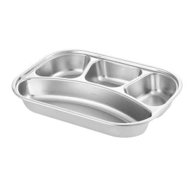 Happy Hues Stainless Steel Divided Meal Plate Tray-3 Compartments Dinner Dish For Baby (Meal Plate 4 com)