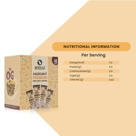 Bevzilla 48 Instant Coffee Powder Sachets (Hazelnut) - 96 Grams| Hot & Cold Coffee| Makes 48 Cups|Arabica Coffee | Easy To Carry| Best For Espresso, Latte, Cappuccino