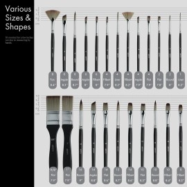 ARTIFY art supplies 24 Pieces Paint Brush Set, Expert Series, Enhanced Synthetic with Brush Holder and Palette Knife for Acrylic, Oil, Watercolor and Gouache Painting