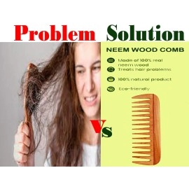 Rufiys Wooden Curly Hair Wide Tooth Comb | Neem Wood Curly Hair Comb for Women & Men | Hair Growth | Anti Dandruff | Detangler Comb (Neem-Comb_16 model)