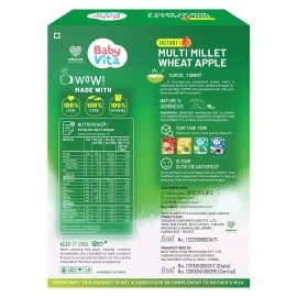BabyVita Multi Millet Wheat Apple - Powerful Pack of 16 Essential Nutrients - No Added Sugar, No Added Preservatives, Natural Ingredients - 280g