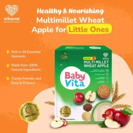 BabyVita Multi Millet Wheat Apple - Powerful Pack of 16 Essential Nutrients - No Added Sugar, No Added Preservatives, Natural Ingredients - 280g