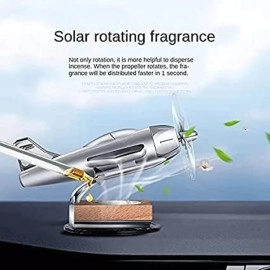 Eltron Turbo Aeroplane Glider Design Working On Solar Power Car Interior Accessories Decoration Diffuser/Dispenser Rotating Fan Dashboard Aroma Organic Fragrance Car Perfume (Pack of 1, Silver), Wipe