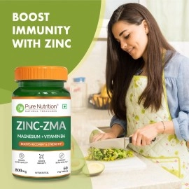 Pure Nutrition Zinc ZMA, 180 Veg Tablets (60X3) (Zinc Magnesium Aspartate & Vitamin B6) 800mg | Nightime Muscle Recovery Supplement | Boosts Muscle & Bone Strength | Improves Sleep Quality