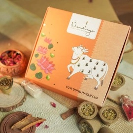 Nirmalaya Organic Cow Dung Havan Cups/Sambrani Cups (15 pcs) | Desi Cow Dung Dhoop Cups for Pooja- Jatamassi, Loban, Guggal .