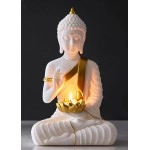 SN Handicrafts Buddha Idol Statue Showpiece Gift Gifting Item Polystone Home Decor Decoration 1 pic (White)