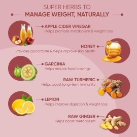 DR. VAIDYA\'S new age ayurveda Apple Cider Vinegar | No Added Sugar| With Garcinia, Raw Turmeric & Honey |Supports Weight Management with 6 Super Herbs | (450ml) Pack of 1