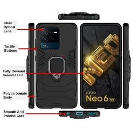 Spazy Case IQOO Neo 6 5G Back Cover | Dual Layer Armor Defender Full Body Protective + PC Hybrid Kickstand Back Case for IQOO Neo 6 5G