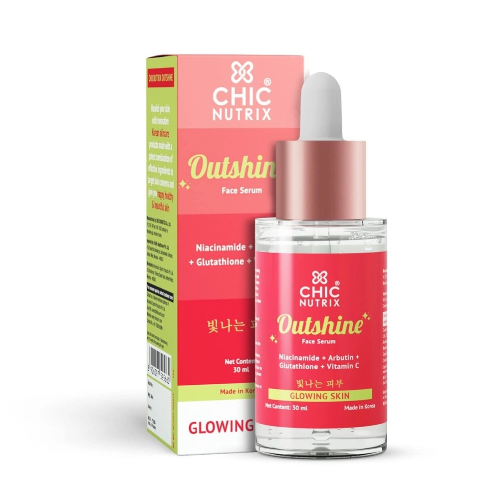Chicnutrix Outshine - with Korean 2% Niacinamide + Glutathione + Vitamin C | Helps Brighten Dull Skin, Clears Dark Spots, Blemishes, Acne Marks & Pigmentation | Korean Glass Skin Serum