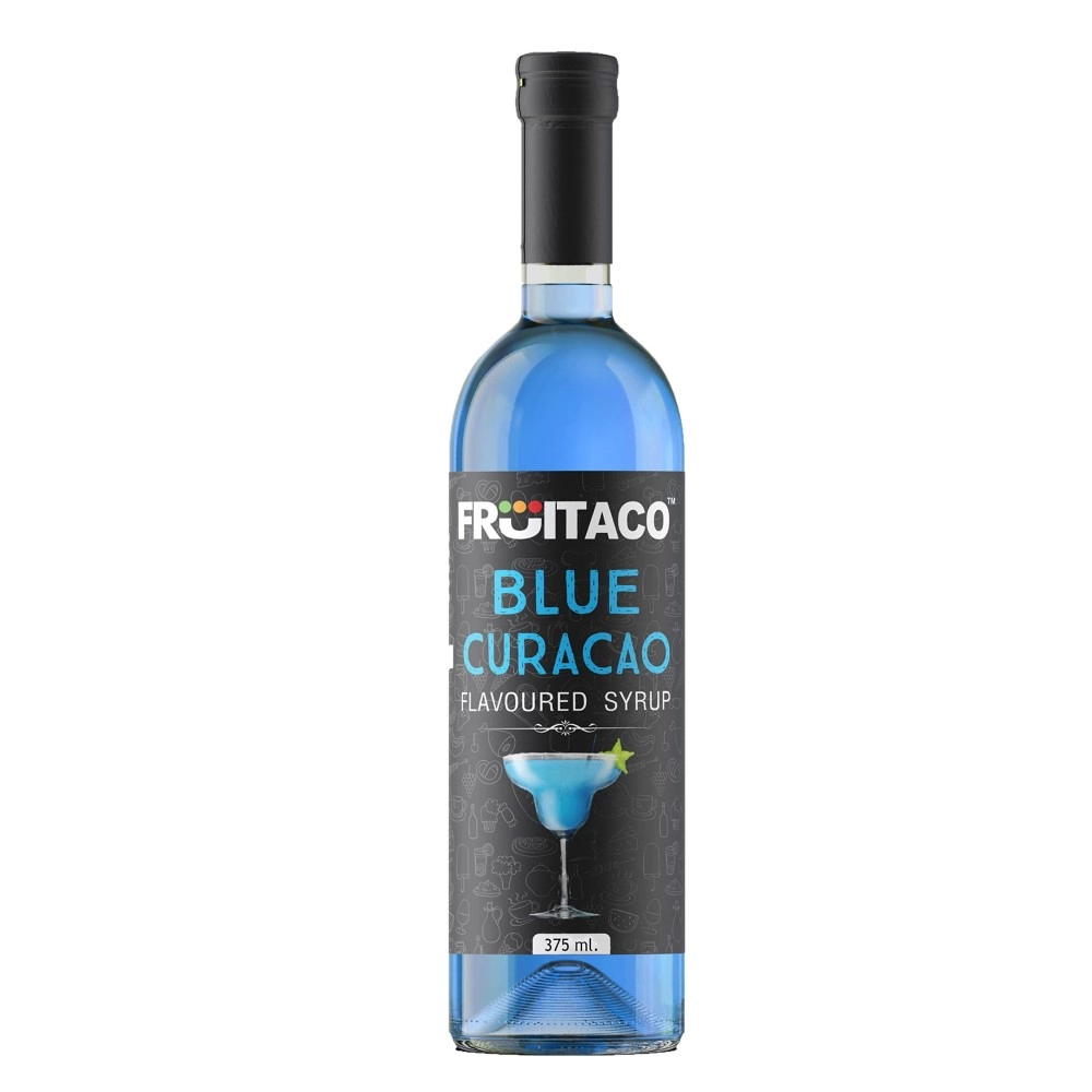 Fruitaco Blue Curacao Syrup | Mixer for Mocktails, Cocktails, Drinks, Juices, Beverages | Non Alcoholic Mix (Pack of 1-375 Ml, 375, millilitre)