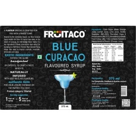 Fruitaco Blue Curacao Syrup | Mixer for Mocktails, Cocktails, Drinks, Juices, Beverages | Non Alcoholic Mix (Pack of 1-375 Ml, 375, millilitre)