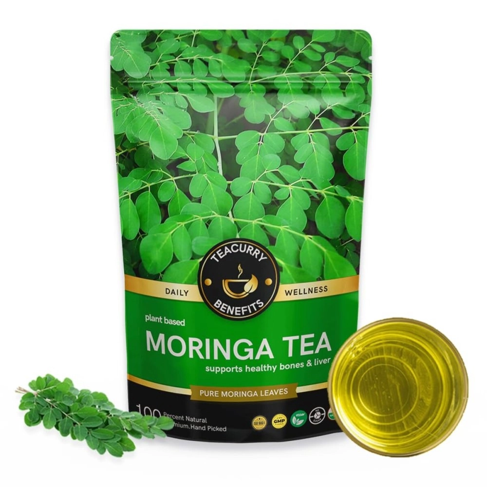 TEACURRY Moringa Leaf Tea (50 Grams, 100 Cups)- Helps with Liver, Bone, Heart, Kidney Health - Kenya\'s Moringa Leaf