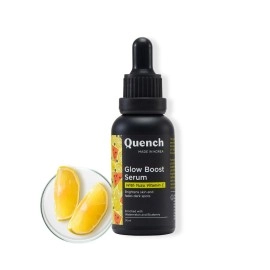QUENCH BOTANICS Vitamin C Glow Boost Face Serum with 5% Ethyl Ascorbic Acid | Brightening Serum for Dark Spots & Uneven Skin Tone | Highly Stable & Non Irritating | Made in Korea (30ml)