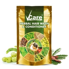 Vcare Herbal Hair Wash and Conditioner Shikakai Powder For Skin and Hair with Hibiscus, Marudhani, Karisalanganni, Fenugreek, Lemon, Amla, Keelanelli, Admadhimadhuram 100g (Pack of 3)