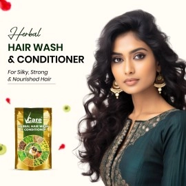 Vcare Herbal Hair Wash and Conditioner Shikakai Powder For Skin and Hair with Hibiscus, Marudhani, Karisalanganni, Fenugreek, Lemon, Amla, Keelanelli, Admadhimadhuram 100g (Pack of 3)