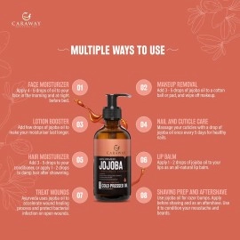 CARAWAY Jojoba Oil Cold Pressed - Organic Jojoba Oil for Face and Hair Growth - Multiple Uses - 50 ml