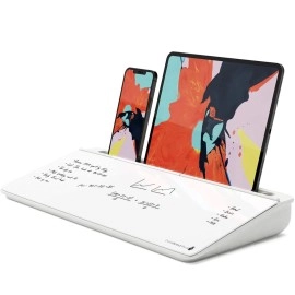 DeskBoard Buddy Desktop Whiteboard - Desk Dry Erase Easel Board Pad for Computer Table Top - Small Size, Portable, Glass Tabletop Notepad Bord with Mini Marker Stand - to Do List Notes (White)