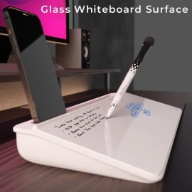 DeskBoard Buddy Desktop Whiteboard - Desk Dry Erase Easel Board Pad for Computer Table Top - Small Size, Portable, Glass Tabletop Notepad Bord with Mini Marker Stand - to Do List Notes (White)