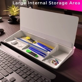 DeskBoard Buddy Desktop Whiteboard - Desk Dry Erase Easel Board Pad for Computer Table Top - Small Size, Portable, Glass Tabletop Notepad Bord with Mini Marker Stand - to Do List Notes (White)