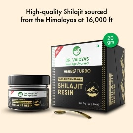 DR. VAIDYA\'S new age ayurveda Herbo24Turbo Shilajit Resin - 20 g | 100% Pure Himalayan | >75% Fulvic Acid & 80+ Trace Elements | Lab Tested