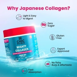 CHICNUTRIX Mighty Collagen - With 8g Japanese Marine Collagen Peptides + 2mg Astaxanthin | Youthful Skin, Healthy Bones & Joints