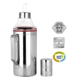 VISAXMI Oil Dispenser with Handle 1 Liter Set of 2 | Oil Container for Kitchen | Oil Can | Oil Bottle | Oil Pourer for Kitchen 1000 ML (Silver, Pack of 2)